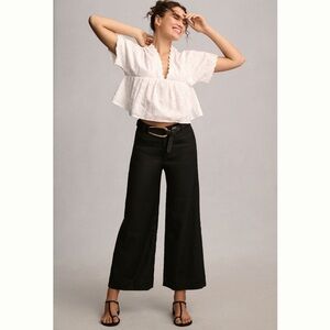 Anthropologie The Ettie High-Rise Crop Wide-Leg Pants by Maeve: Linen Edition